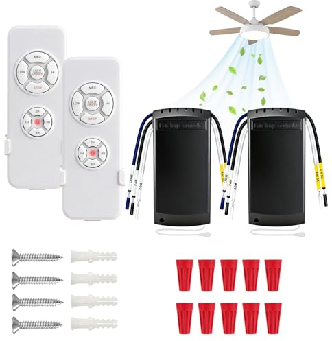 HOISGEAR 2 Stück Universal Deckenventilator Fernbedienung Kit,Wireless Deckenventilator Lampe Fernbedienung Kit und Lichtsteuerung Schalter Timer Control für Raumkühlung 110V 230V