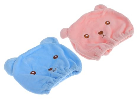 ARTSEWPLY 2 Stück Haartrockenhauben aus Polyesterfaser Saugfähig und Tragbar für Zuhause und Reisen Inklusive Rosa und Blaue Duschhauben für Schnelles Trocknen