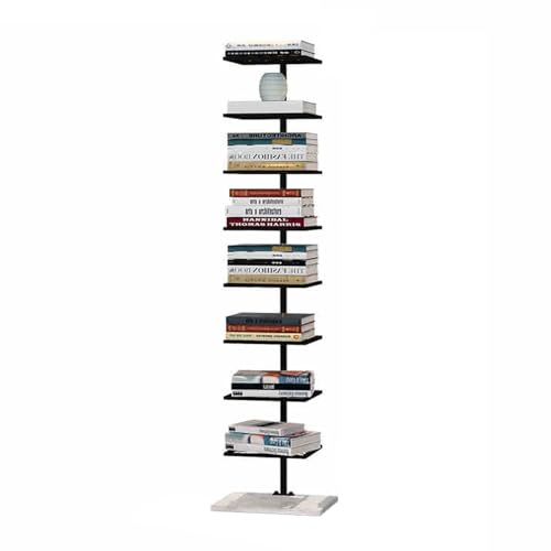 6/8 Tier Spine Bookshelf, Vertical Spine Bookshelf Tower, Floor Standing Metal Book Organizers, Invisible Floating Bookshelf, Multipurpose Display Shelf Storage Rack