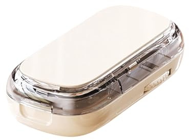 Tragbares Schneidewerkzeug Für Tabletten, Medikamentenbox Zum Halbieren Und Vierteln Von Tabletten Für Erwachsene Senioren Kinder Unterwegs Arbeit Schule Reise (Beige)
