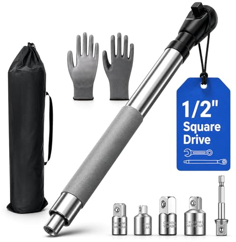 DVDVBOOM Offset Extension Wrench Impact, Heavy Duty Offset Wrench Extender Ratchet 1/2 Manual Electric with Versatile 3/8 1/4, Flexible Wrench with Anti-Slip Rubber Sleeve for Tight Spaces
