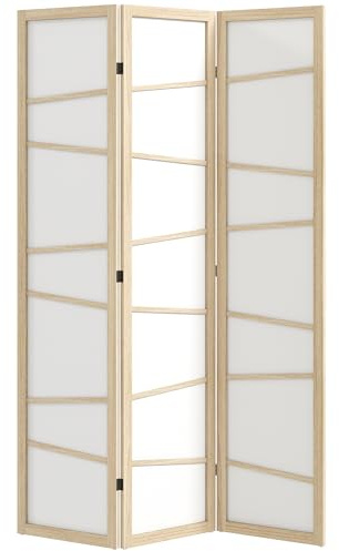 HOMCOM 3 Panel Room Divider, Wooden Folding Privacy Screen, Natural | Freestanding Wall Partition Separator, for Bedroom