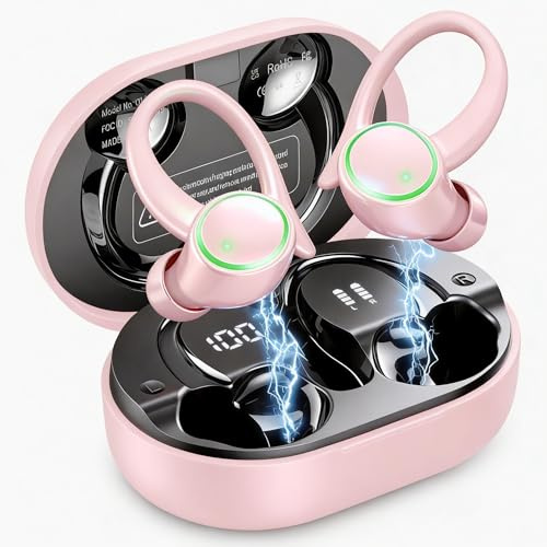 Kuizil 2026 Wireless Earbuds Sport, Deep Bass Bluetooth 5.4 Headphones | 2026 Bluetooth 5.4 Sports Headphones with App Custom EQ, IP7 Waterproof Earphones with Earhooks, USB-C Fast Charge