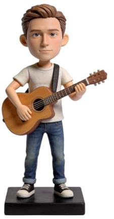 mydedor Figura 3D personalizada de Bobblehead, figura de músico masculino guitarrista con guitarra acústica, escultura hecha a mano, regalo para amantes de la música, decoración del hogar y la oficina