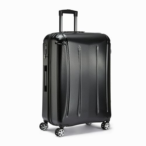 Amazon Basics Equipaje Rígido, Maleta Grande con Ruedas, Oxford Spinner con Cierre TSA, Cuatro Ruedas Giratorias y Superficie Resistente a los Arañazos, 76 cm, Color Negro