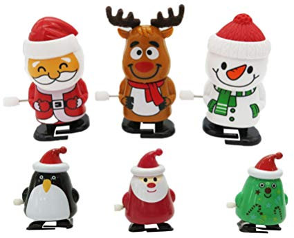 6Pcs Wind Up Toys Snowman Reindeer Christmas Tree Santa Claus Penguin Clockwork Toys Figure Xmas Holiday Party Supplies Favors Goodie Bag Fillers