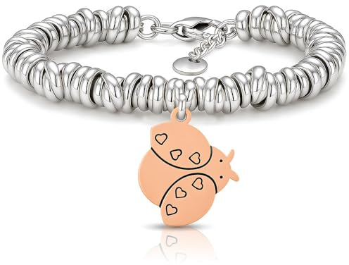 SAGA GIOIELLI Bracciale Donna con Scritte, Pensieri e Parole, Idea Regalo Amica Speciale, Sorelle, Mamma, Nonna, Nodini Intrecciati e Ciondolo, Regali Portafortuna