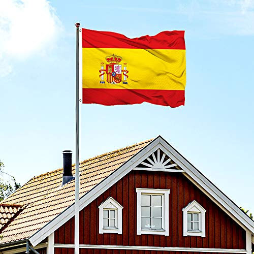 FSFLAG Spanien-Flagge – Spanische Flagge 90 x 150 cm – 400D Polyester und zwei Messingösen – UV-beständig, doppelt genäht