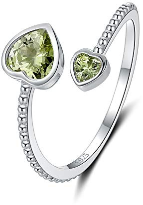 Monatsstein Geschenke für jugendlich Mädchen Sterling Silber August Geburtsstein Ring Olive Grün Herz Steine Geschenke Schmuck für beste Freunde Freundin Tochter