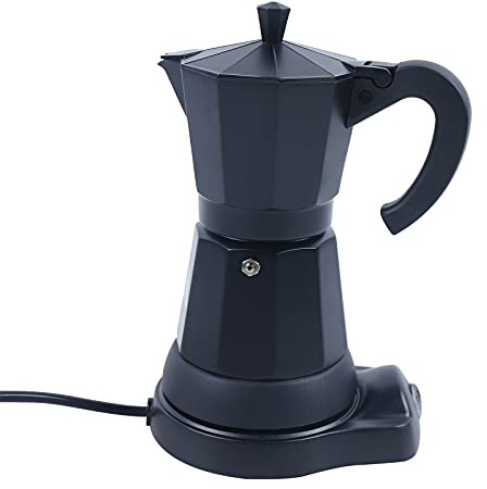SHZICMY Caffettiera elettrica per caffè espresso con base, in alluminio, vintage, per 6 tazze, capacità 300 ml