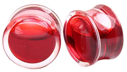 Lieson Flesh Tunnel Plug, 2 Stück Tunnel Acryl Set Rot Wasser 16mm Flesh Tunnel Rot