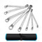 DURATECH Lot de 8 clés polygonales à double extrémité?jeu de clés à fourche, DIN 838, acier au chrome vanadium, chromé mat, déport de 75 degrés, système métrique, 6-22 mm, 12 points, avec sac roulé
