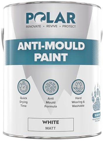Polar Anti Mould Paint - Brilliant White Matt Finish - 2.5 Litre - Prevent & Control Mould On Internal Walls & Ceilings - Easy To Apply