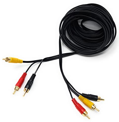 DRUT 10 m 3 RCA à 3 RCA Phono mâle Prise Triple Jack câble AV Audio vidéo Composite Plomb 33 Pieds