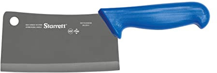 Starrett Chef's Cleaver Knife - BKL509-6 Wide Rectangular 6 (150mm) Professional Kitchen Knife Blade - Blue Handle Ultra Sharp Vegetable & Meat Butcher Cleaver
