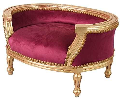 PALAZZO INT Königliches Hundebett Hundesofa 70cm Holz gepolstert Pink Gold Hund und Katze