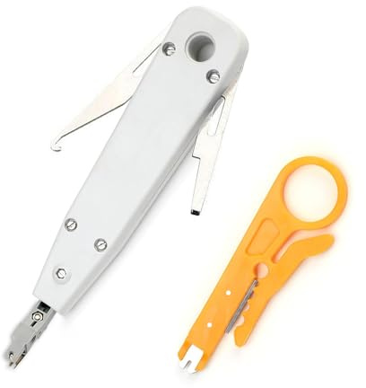 Ethernet Krone Tool With Wire Stripper Combo, Punch Down Impact IDC Network Tool for RJ45 Socket Cat5/Cat6/Ca7 & Telephone Cable