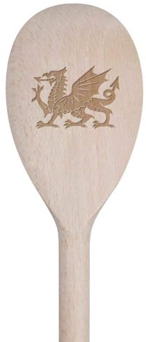 Azeeda 'Welsh Dragon' Wooden Spoon - 30cm (SO00022447) | Cooking Utensil for Stirring, Baking, Sauces and Food Preparation