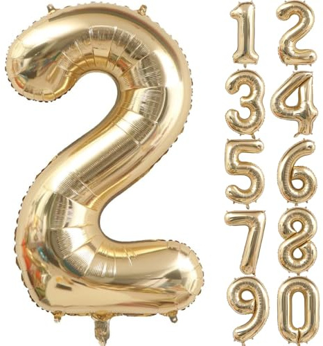 40 Zoll Gold Luftballon Zahlen 2 Hellgold Ballons 2 Champagner Gold Ballon 2. Geburtstag Deko Weißgold Folienballon Zahl 2 Riesenzahl Ballon 2 Party Hochzeit Geburtstag (Nummer 2)
