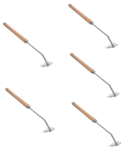 SUPVOX 5 Pièces Outils de désherbage Outil de Jardin râteau Mini râteau Outil de Jardin en Acier Inoxydable Outil de Jardinage Durable désherbeur désherbant Multi Fonction à Nouveau hêtre