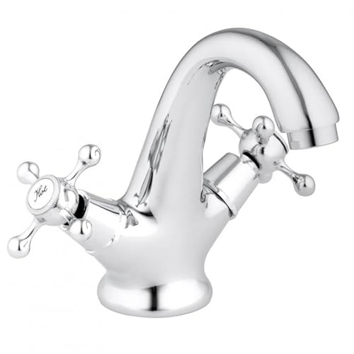 Yoka Home - Wasserhahn Bad Retro - Waschtischarmatur mit Hohe Auslauf - Waschbecken-Armatur Badezimmer mit Strahlregler - Waschbecken Stehend - Badarmatur Waschbecken - Chrom