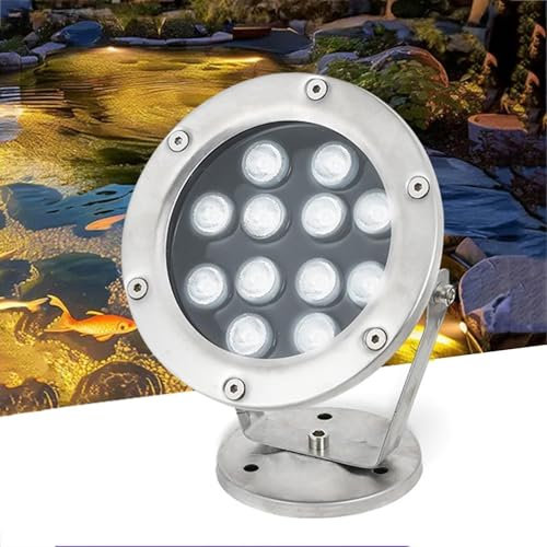 Luci Paesaggistiche A LED Terrestre - Luci Di Piscina LED Sommergibili, 360 Luci LED Subacquee Ad Angolo Regolabile, Lampade LED Fontane Ad Anelli, Luci Sommergibili Impermeabili IP68(Warm White,24w(1