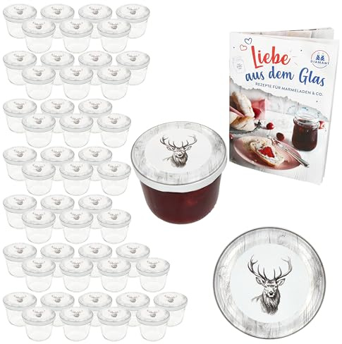 MamboCat 50er Set Sturzglas 230 ml mit Twist-Off-Deckel Alois Hirsch I Einmachgläser + to 82 Deckel + GRATIS Rezeptheft I Vorratsgläser einkochen & konservieren I Weihnachten