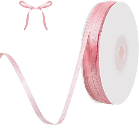 91 m Schleifenband, 3 mm Satinband Geschenkband, Band Eukalyptus Dekoband für Basteln Geschenkverpackung Geburtstag Hochzeit Deko (Rosa)