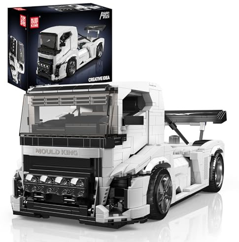 Mould King 10036 Technik Ritter LKW Bausatz Klemmbausteine Kit, 1604+ Teiles Kreativer Sportwagen LKW Model Bausteine Spielzeug für Jugendliche/Erwachsen (Statische Version)