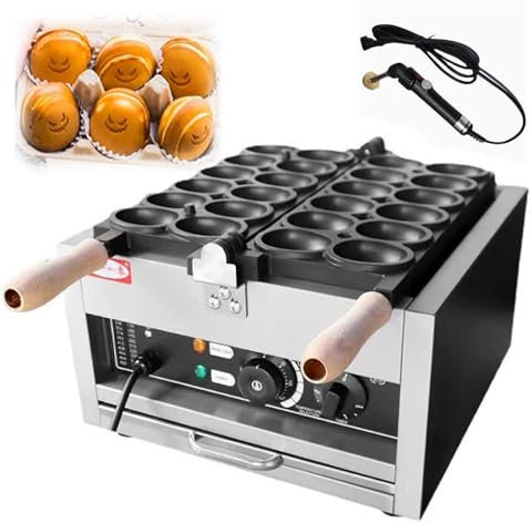 Commercial Electric Egg Waffle Maker - 1800W Bubble Waffle Machine with Non-Stick Pans & Branding Iron for Egg Ball Cakes & Snacks