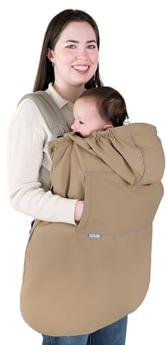 JAN & JUL Wasserdichte Babytrageabdeckung für Regen, Universelle Passform für Autositz und Kinderwagen (Soft Brown)