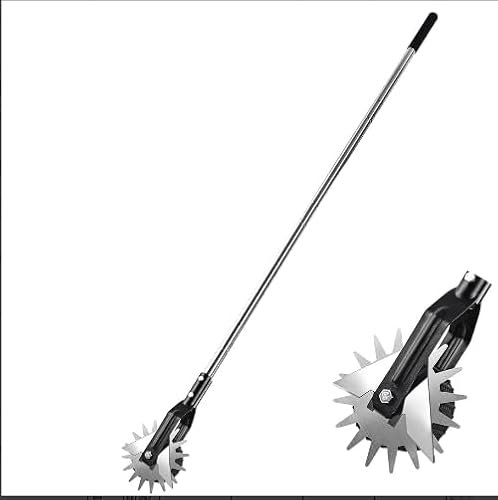Grillix Tagliabordi Rotanti a Ruota, Bordatore Manuale per Prato, con 3 Sezioni Acciaio Inox Manico e Impugnatura Imbottita, Lunghezza da 23,6 a 67, Robusto Pratico, Adatto per la Bordatura Erboso
