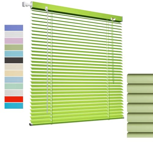 Alu Jalousie 25mm Lamellen, Jalousien Fenster Ohne Bohren für Innen, Verdunklungsrollo Nach Maß Jalousie Aluminium, Sichtschutz Blendschutz Lichtschutz Sonnenschutz Inklusive Montagematerial(Light Gre