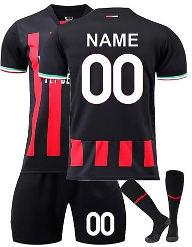 Personalisierbares Kinder Fußballtrikot Set 2024/2025 mit Namens-/Nummernaufdruck – T-Shirt, Shorts und Stutzen – Für Jungen und Mädchen A0