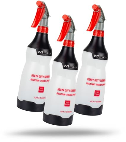 Maxshine Heavy Duty Spray Bottle – 25oz Chemical-Resistant Detailing Sprayer with Adjustable Nozzle & Ergonomic Trigger for Car Cleaning, Garage, Home (Black [Set of 3]