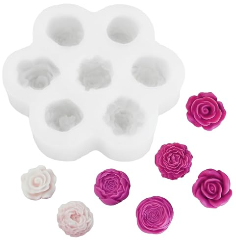 Aurafly 2 Stücke Blumen Silikonform, Kerzen Silikon Formen für Schokolade, Mini Blume Gießformen, Pfingstrose Silikonformen Gießformen für Seife Aromatherapie DIY Dekoration