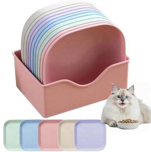 10 Stück Fressnapf Katze Futternapf Katzenschüssel Flach Katzennapf, Katzenschüssel Katzen, Runder Flache Katzennäpfe Bunt Katzenfutter Napfset Katzenteller, Fressnäpfe für Katzen-Pink