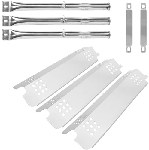 WELL GRILL Grill Replacement Parts for CharBroil 3 Burner Gas2Coal Hybrid Grills, Heat Plates Flavorizer Bars & BBQ Burner & Crossover Tube Accessories Kit, Stainless Steel