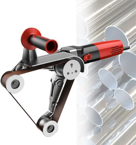 LwiftGal Lijadora Pulidora De Tubos, 1100 W, Lijadora De Banda Profesional con 6 Velocidades Ajustables, para BruñIr Y Acabar Acero Inoxidable. 3-wheelpolishingmachine