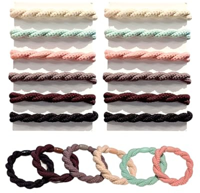 FUGLUS 12pcs Gomas de Pelo EláSticas, Negro Coleteros Pelo Mujer y NiñA, AlgodóN Tejidas Suaves Gomas para el Pelo, Gomillas Pelo NiñA sin DañOs, Coleteros para Numerosos Tipos de Cabello, Trenzado