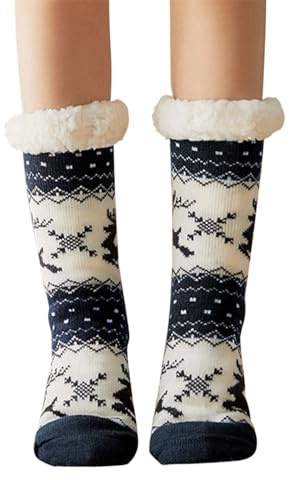 Kiduoua Calze Natalizie Donna Divertenti: Calzini Fantasia di Natale In Cotone Regalo di Natale Invernali Termici Colorate Calze Vacanza di Natalizie Babbo Deer Stampa EU 35-42