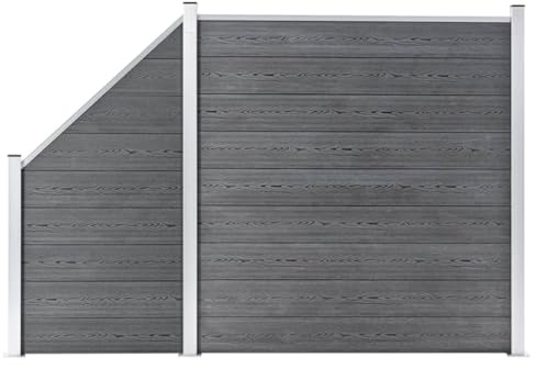 Balkonsichtschutz Gartenzaun,WPC Zaun-Set 1 Quadrat + 1 Schräge 273x186 cm Grau für Garten,Terrasse,Balkon
