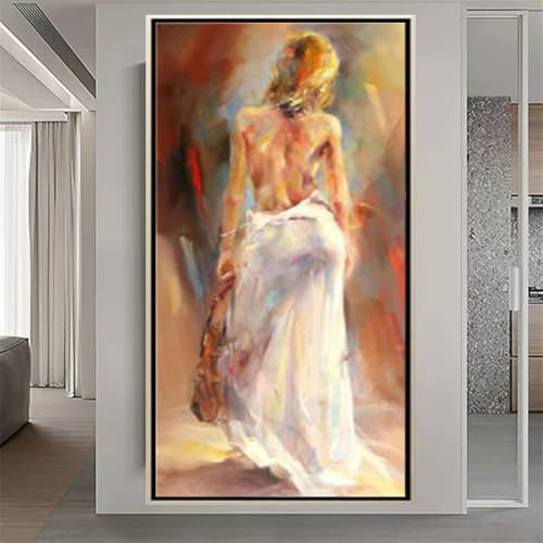 XIANGPEIFBH Giclée, grandi dipinti verticali, ragazza appesa, quadro su tela con texture delicata, decorazione per soggiorno, arte murale 60x120cm(24x47inch) Senza cornice