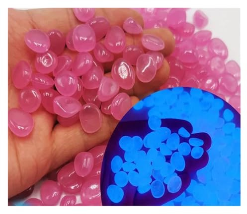 RUHTEUO 200 Stück künstlicher nachtleuchtender Stein mit bunter Lumineszenz for Aquarium, Landschaftsbau, Vase, Gehweg-Dekoration für Vasen, Fischgläser, Aquarien(Pink)
