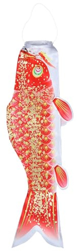 BEBEMOKO Japanische Karpfenflagge 3D Goldener Koi Windsack Hängedekoration für Innen Balkon Restaurant und Feste