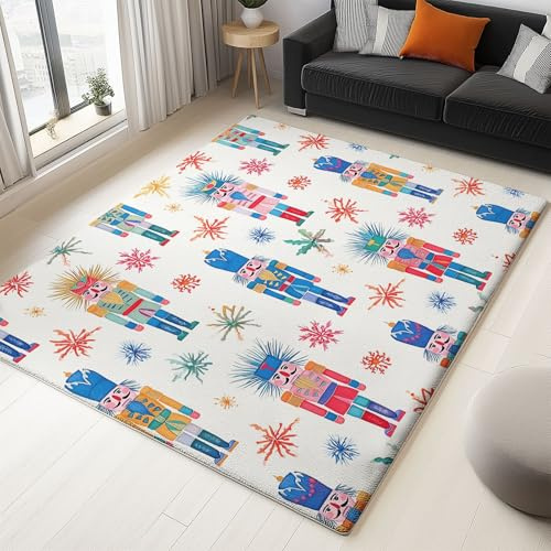 Generisch Teppich XXL Feiertage, Weihnachtsteppich Polyester, Waschbar, Traditionelle Nussknacker, 160x230cm