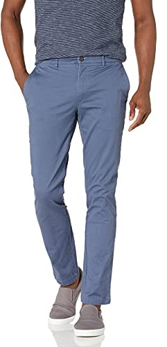 Amazon Essentials Pantalón Chino Elástico, Cómodo, Lavado y de Ajuste Ceñido Hombre, Tejano, 30W / 28L