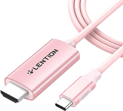 LENTION Cavo USB C HDMI 4K@60Hz Cavo Type C HDMI Compatible con Thunderbolt 4 3 MacBook Pro 2023 MacBook Air iPad Pro 2022 iMac 2021 iPhone 15 Plus Pro Max Surface Pro (CU707-1.8M, Oro Rosa)