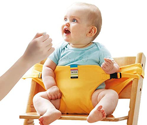 Lychee Chaise de voyage portative et siège de sécurité Ceinture de sécurité pour bébés et tout-petits avec siège à sangles. (Jaune)