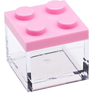 Omada Design Bonbonierre aus Plastik mit Deckel, 48 Stücke, quadrat und 5X5X5 cm, ideal als Geschenk für Zeremonien oder Geschenkschachtel für Bonbonierre. Pink Farbe